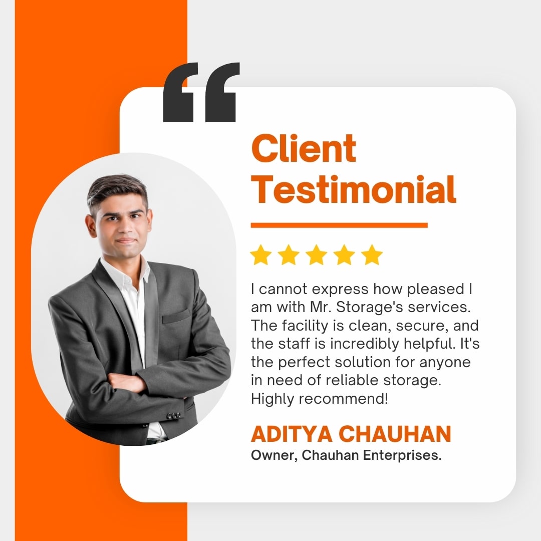 Mr. Storage client testimonials by Aditya chauhan 